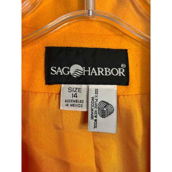 Sag Harbor Women's 14 Wool Blazer Jacket UT Orange Single Button Lined Career - Picture 3 of 8